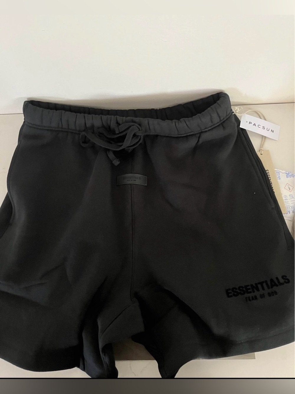 Essentials Black Logo Drawstring Men’s Shorts